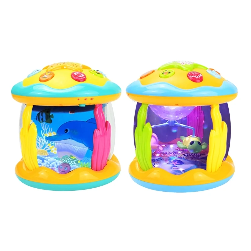 Projector Toy with Music Toddler Hand Drum Toy Glow-at The Dark Children Gift