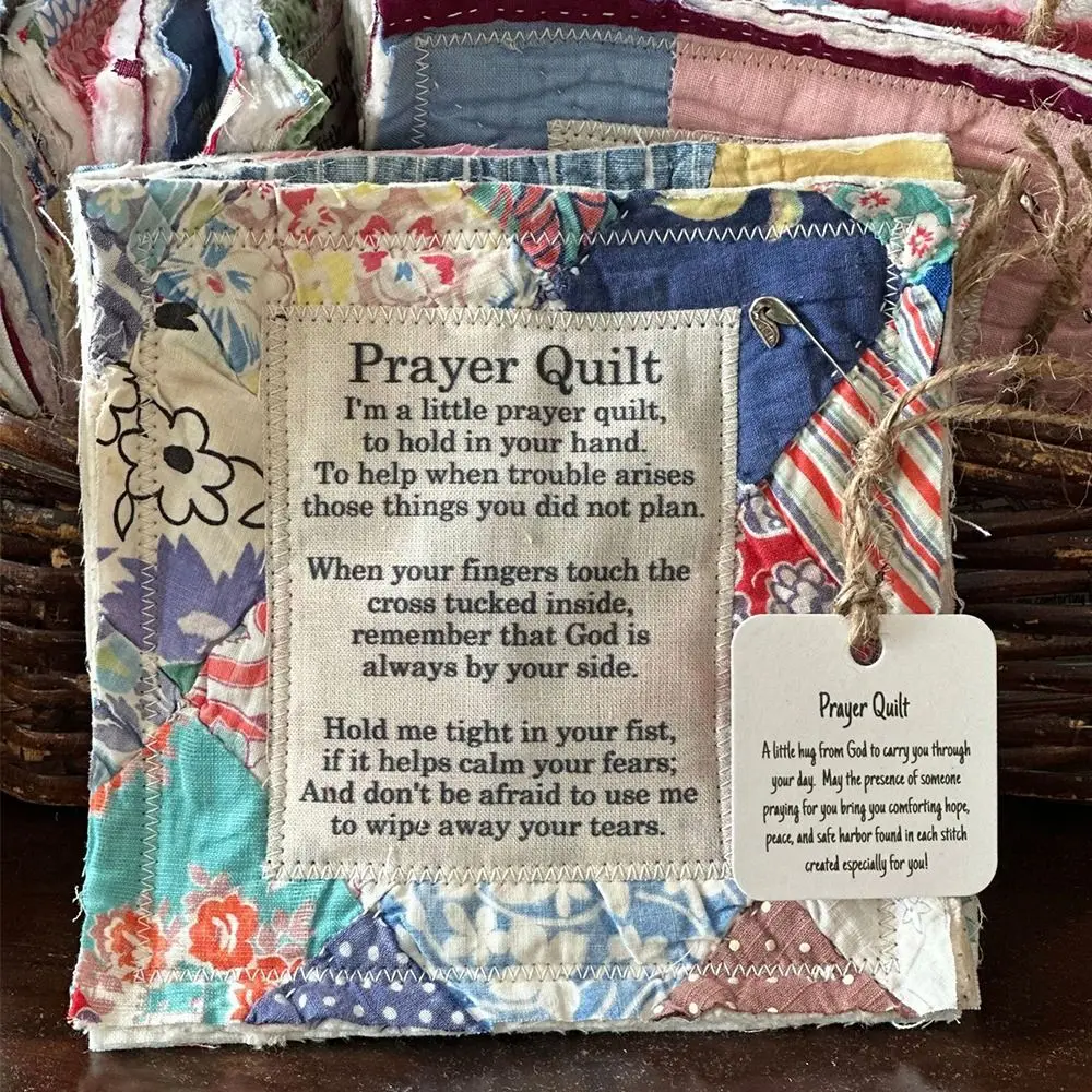 Creative Individually Colorful Pocket Prayer Quilt with Cross Inside Prayer Gifts Handmade Sew Quilt Symbolism Poems Quilts