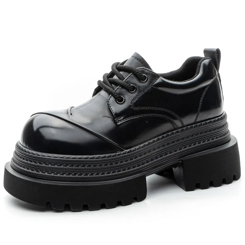 

Дышащие ботинки из микрофибры 8 см 10 см. Туфли на плоской подошве в британском стиле. Туфли на плоской подошве. Высококачественные брендовые женские туфли без шнуровки с круглым носком на танкетке.