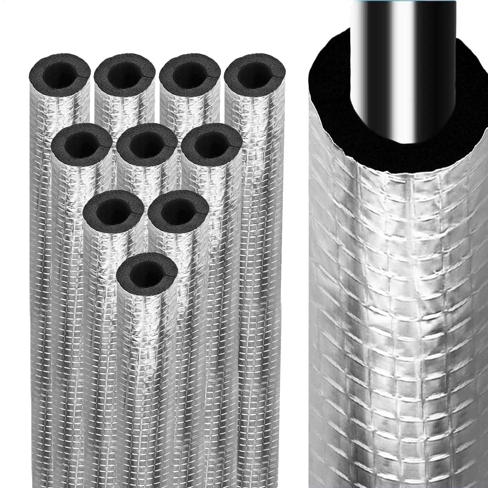 

Изоляционная пена для наружных труб, 10 шт., клейкая трубная обертка с предварительным разрезом, изоляционная пенопластовая трубка для подогрева горячей воды, кондиционера