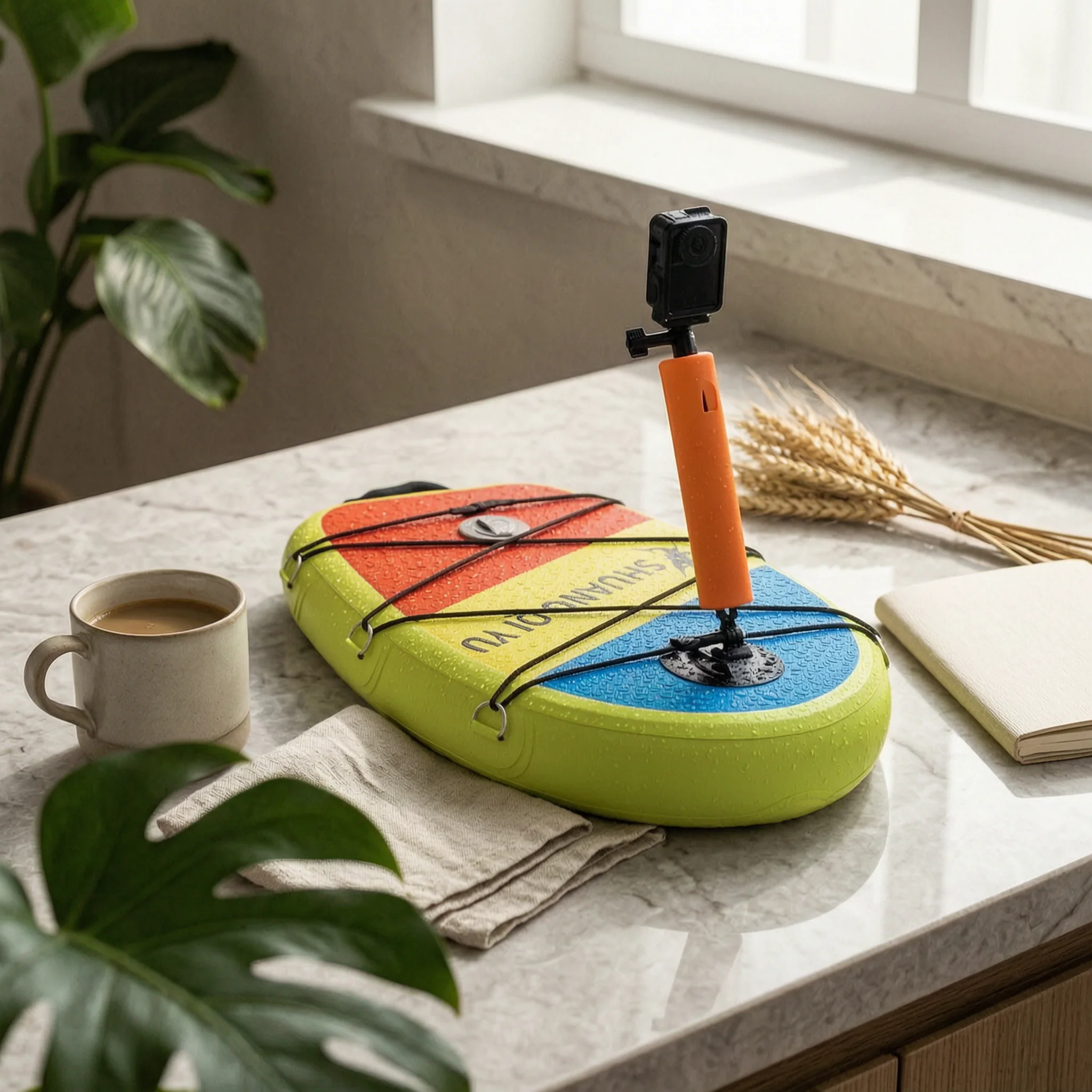 Camera Mount Board High-Strength Inflatable Floating Board Water Play Item Elastic Lacing Vibrant Green