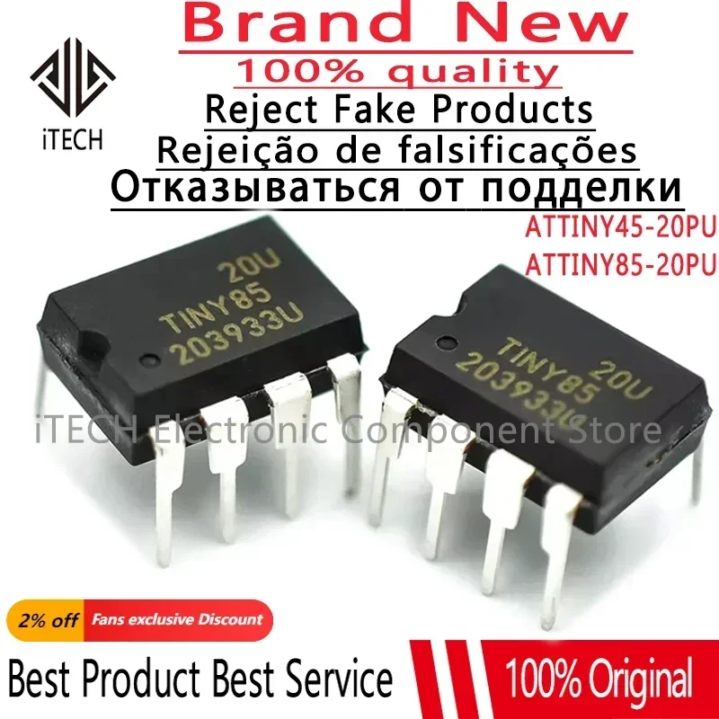 1pcs/lot ATTINY85-20PU ATTINY85-20 ATTINY85 85-20PU ATTINY45-20PU ATTINY45 45-20PU DIP-8 In Stock