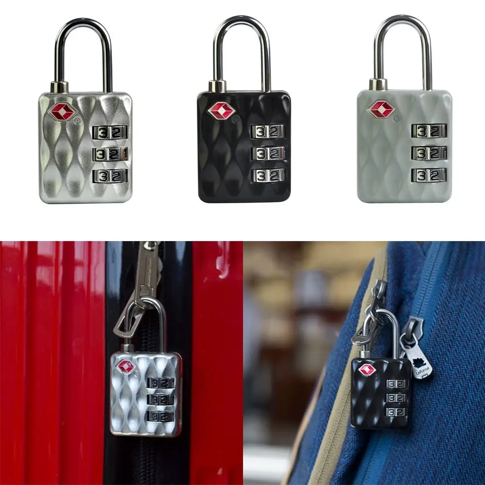 TSA 3 Digit Combination Lock Zinc alloy Security Tool Backpack Padlock Anti-theft Fish Scale Pattern Suitcase Luggage Coded Lock