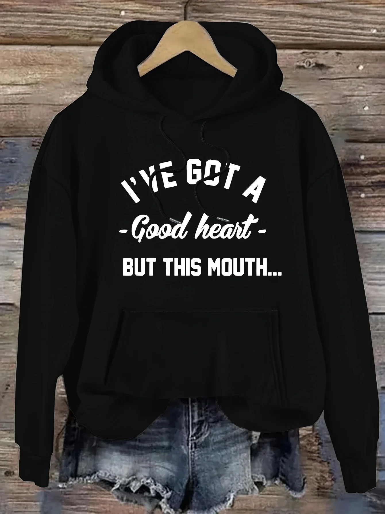 

Arrow Dog Casual Hoodie - Geometric arrows and paw print pattern, "I made my dog stay put" design, comfortable pullover shirt