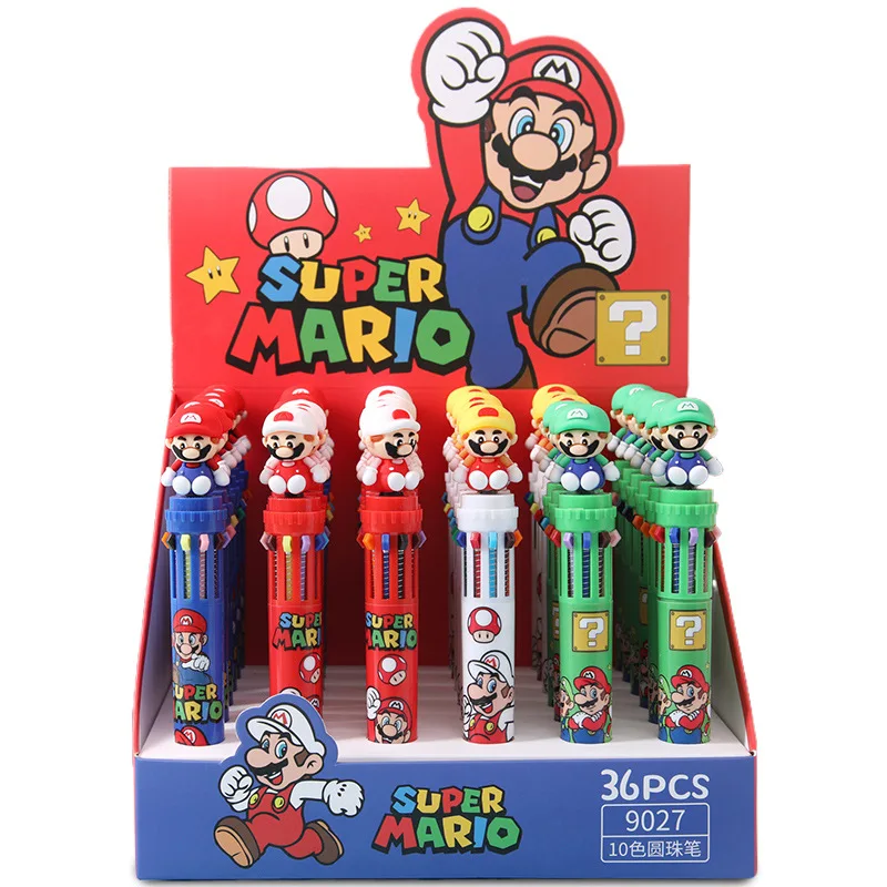 قلم سوبر ماريو متعدد الألوان لماريو - قلم عالي الجودة بعشرة ألوان - قلم مطاطي ناعم - قرطاسية للطلاب