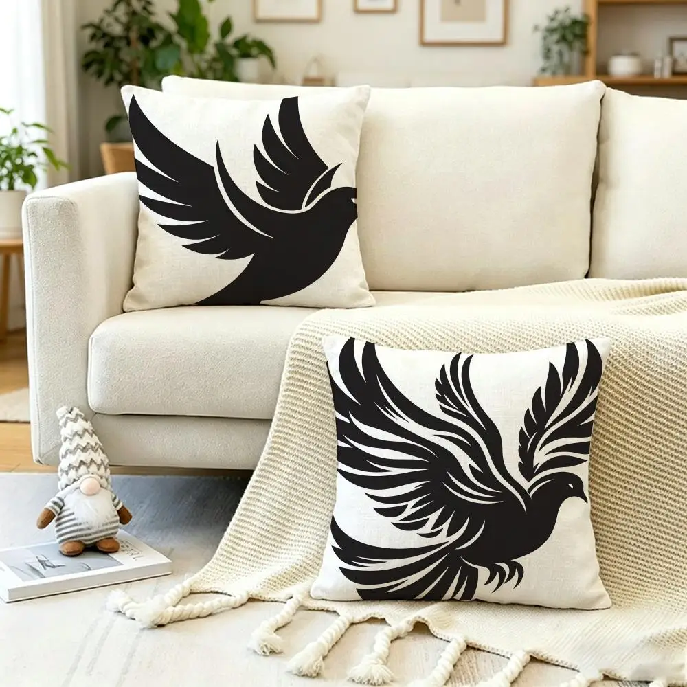 Beautiful F-Flock of birds  Cushion Cover Anti-dustmite Pillowcase Invisible zipper silky short plush Sofa cushion cover