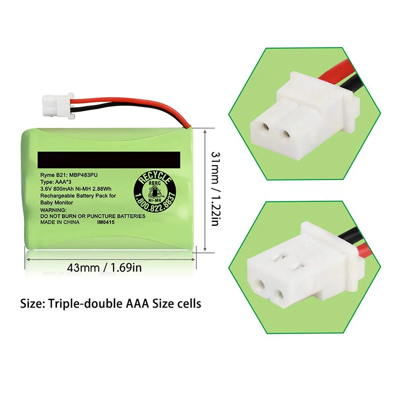 3.6V 800mAh baterii kompatybilny z Motorola Baby Monitor MBP33XL MBP481 MBP482 MBP483 MBP33XL-2 MBP33XLPU i BT188645/BT28864