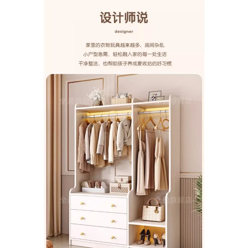 Solid wood coat rack Bedroom floor hanger Home living room open wardrobe multifunctional storage rack