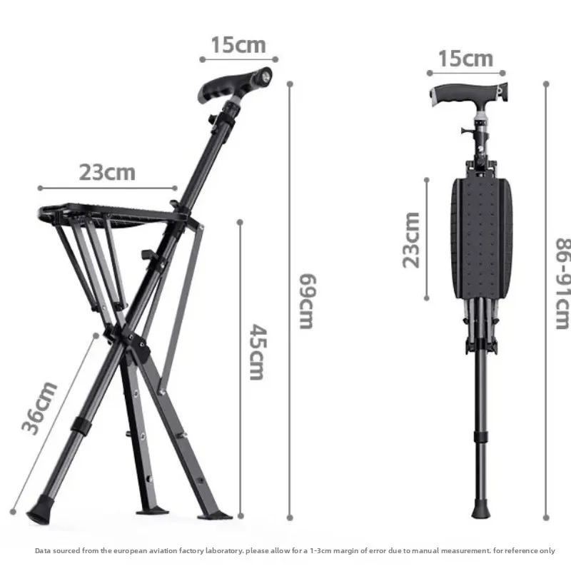 Picture 6: Foldable Walking Cane with Seat for Elderly, Portable Lightweight Mobility Aid Stick Convertible to Stool, Multi-Function Cane