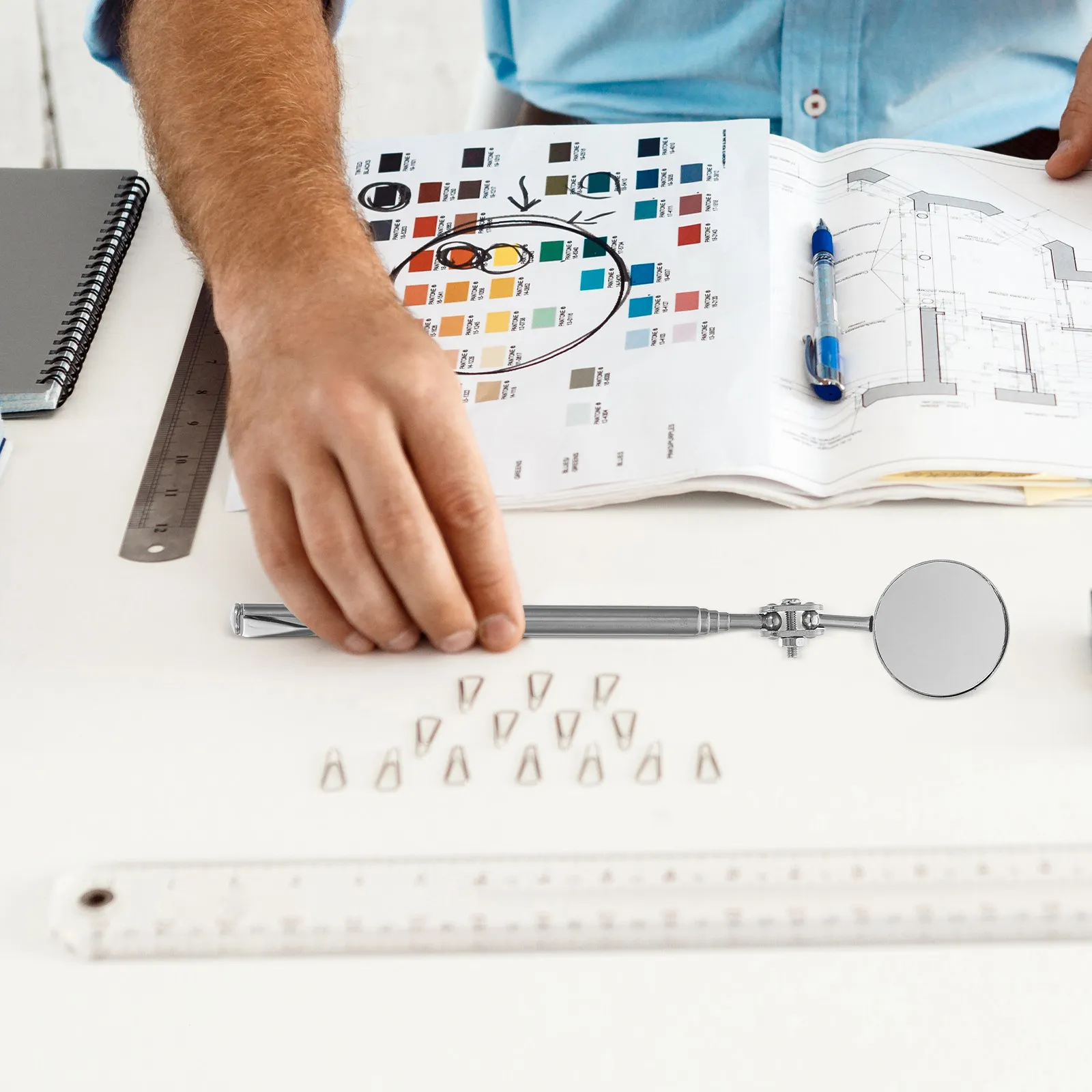 

Зеркало инспекционное круглое 30 мм из нержавеющей стали с выдвижной телескопической ручкой и поворотным механизмом для механического использования