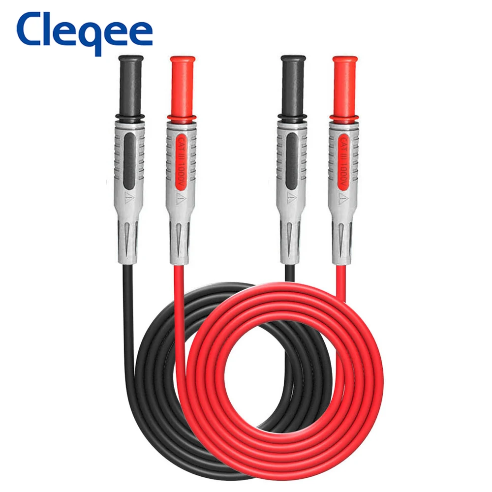 Cleqee P1032 2PCS Dual 4mm Safety Banana Plug Test Leads Straight Plug Cable Soft PVC Multimeter Cable 1M Wire 1000V