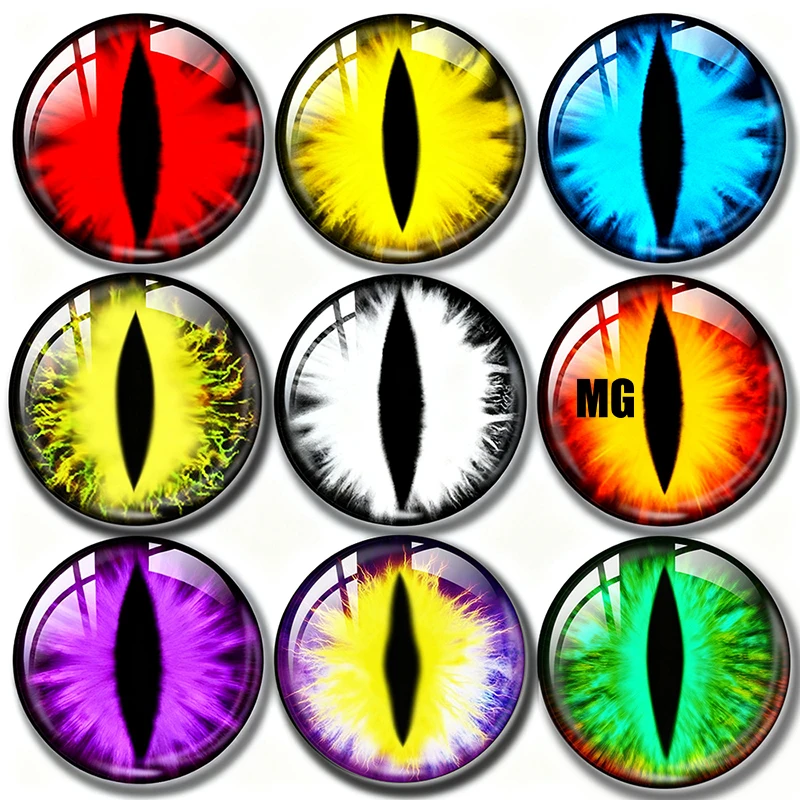 8mm 10mm 12mm 20mm 25mm 30mm 6mm 35mm 50mm 14mm Photo Glass Cabochon Settings Round DIY Jewelry Accessories Mixed Animal Eyes