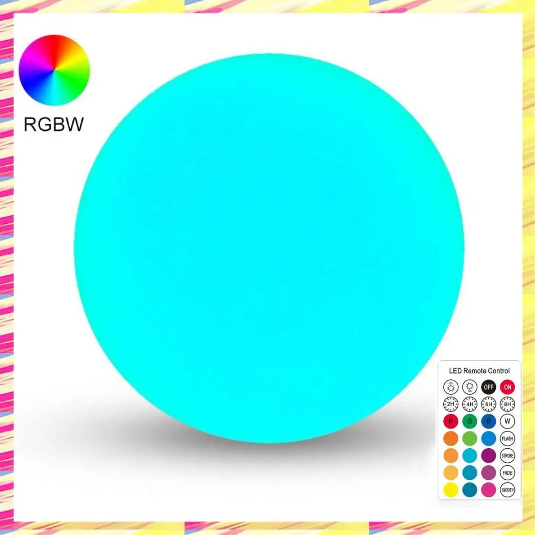 

ABJJ Floating Pool Light Inflatable Remote Control-Solar LED Glow Ball IP68