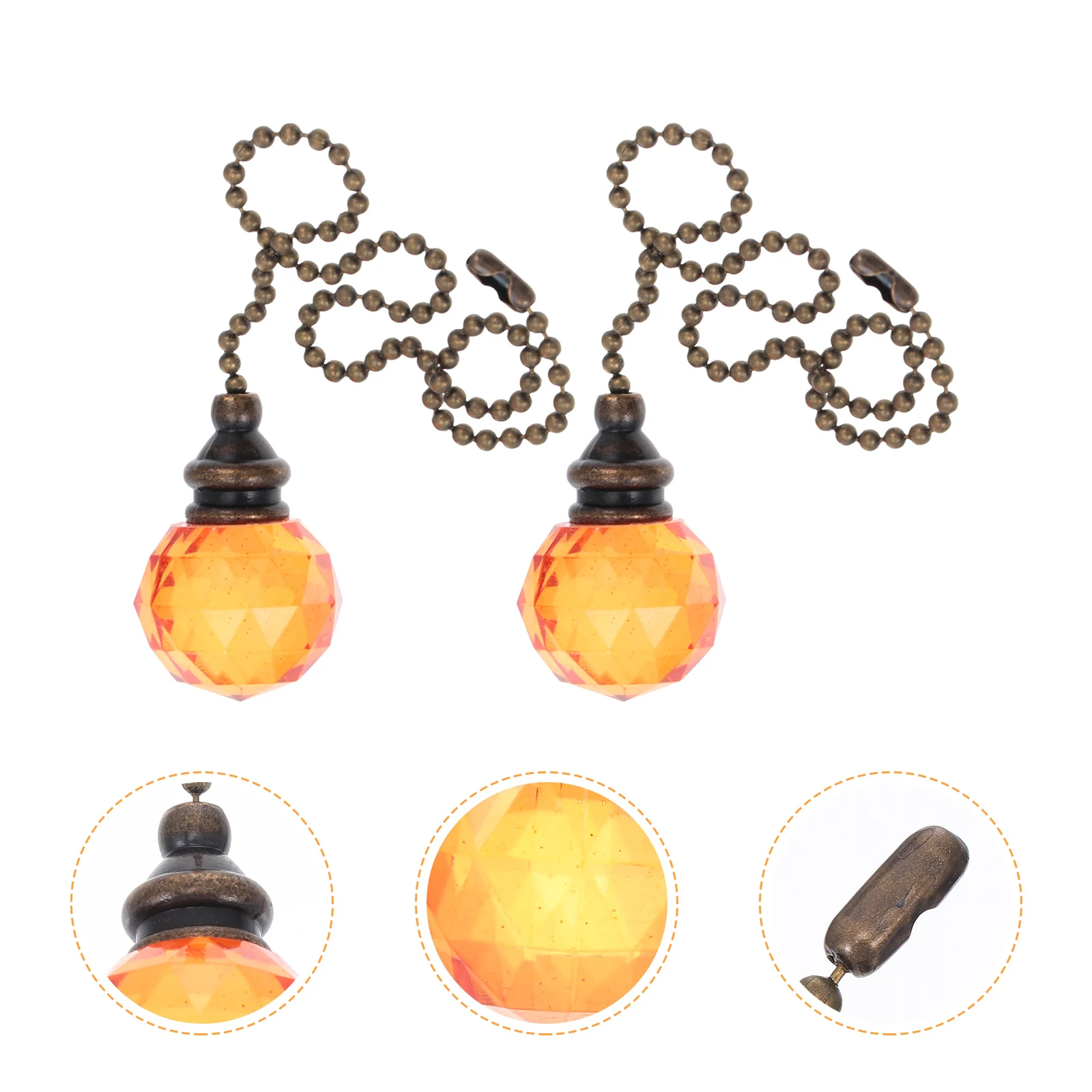 

2pcs Crystal Pull Hanging Lamp Decoration Ceiling Light Chain Home Decor Pendant Ceiling Fan Chain Ball Design