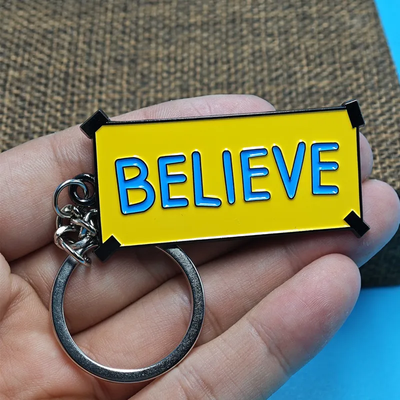 Ted Lasso BELIEVE Keychain Metal Personality Pendant Key Ring For WomenMovie Fans Cool Addition