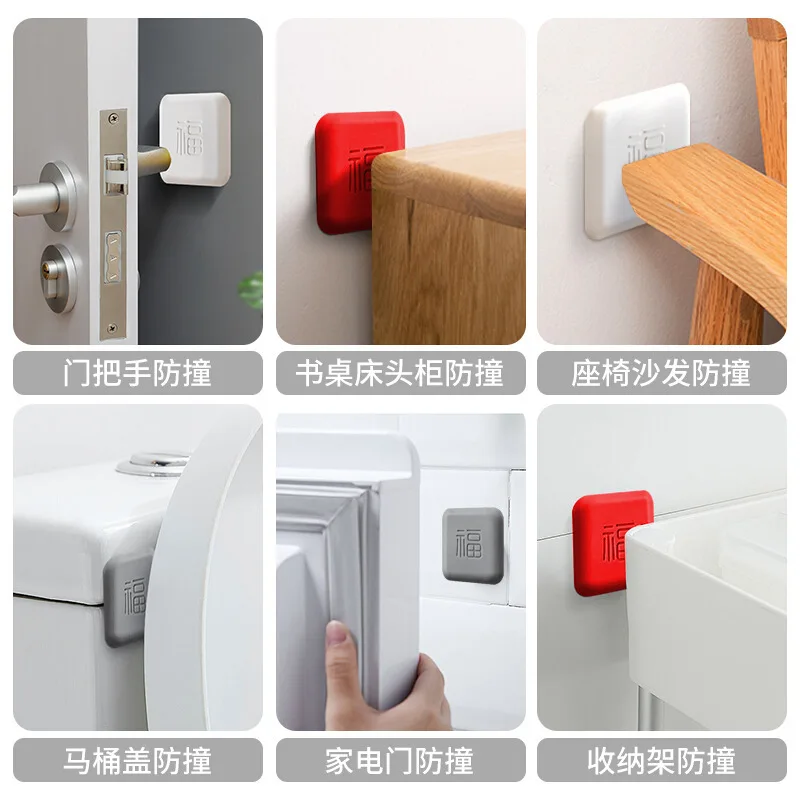 1pc Anti-collision Pad Door Pad Door Suction Punch-free Silicone Anti-collision Sticker Door Stopper Door Handle Buffer Pad