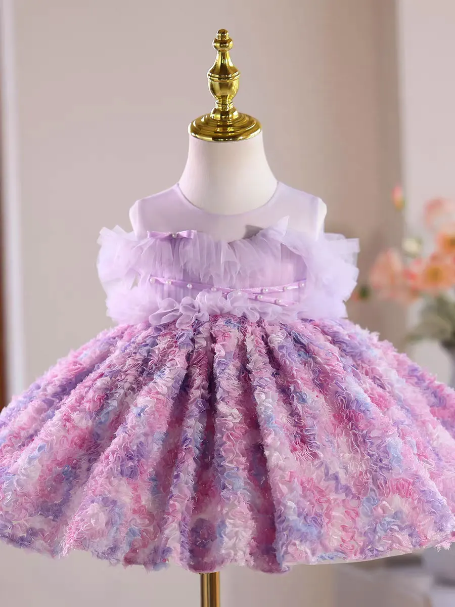 ジルウィッシュ J515 ライラックフラワーガールドレス オフショルダー 膝丈 プリンセス ウェディング 1歳の誕生日パーティー ページェント フェスティバルガウン