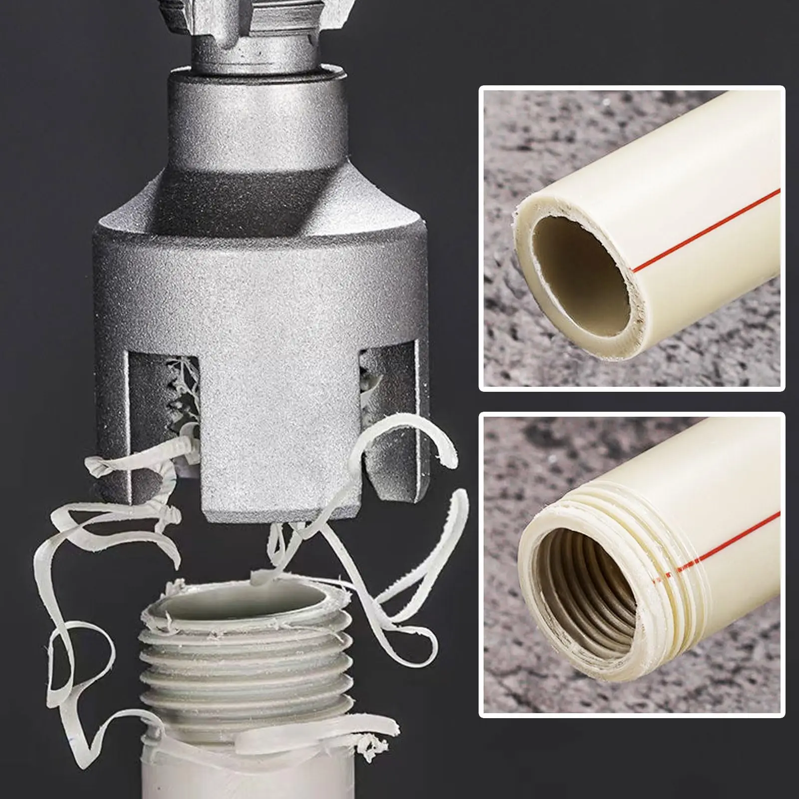 Aggiornamenti Strumento per filettatura tubi esterni interni Macchina per filettatura tubi in PVC Strumento per filettatura tubi dell'acqua da 1/2'' e 3/4''