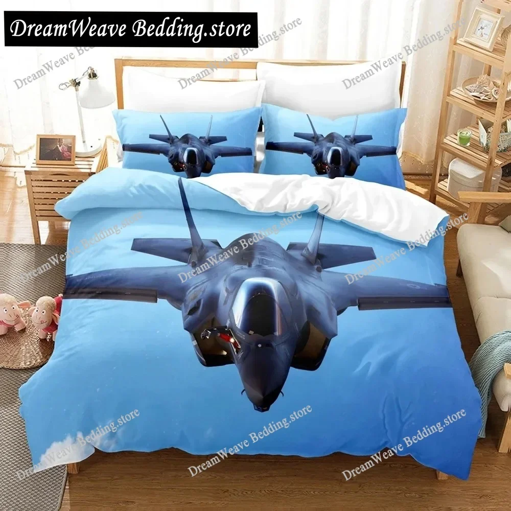 

3D Jet Fighter Battle Plane F-35 Bedding Sets Duvet Cover Set with Pillowcase Twin Full Queen King Bedclothes Bed Linen