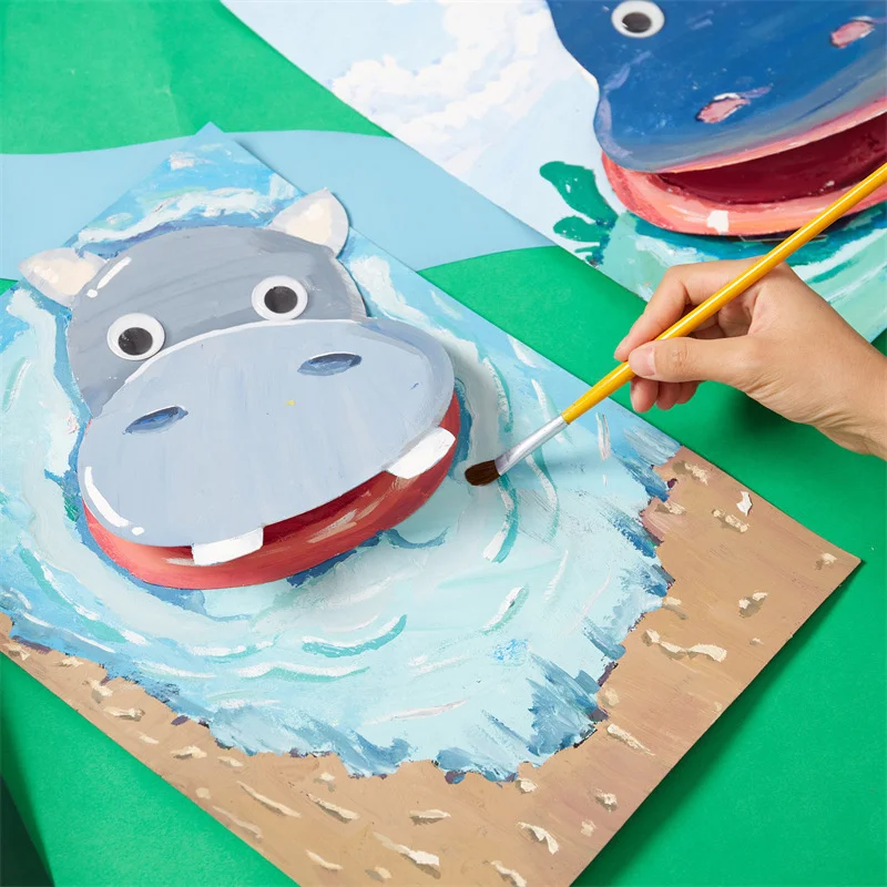 1Pcs Diy Production Material Package Hippo Handicrafts Creative Puzzle Crafts Graffiti Educational Toy Kids Gift New