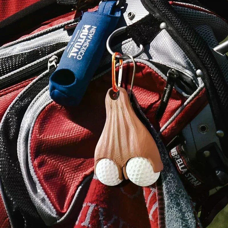 Brilliant Gag Golf Ball Holder - Testicle Shape with Carabiner for Golf Themed Parties