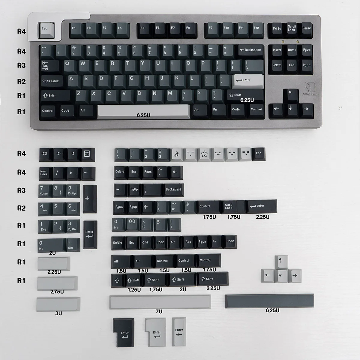 Imagem -06 - Teclas Abs Apollo Keycaps para Teclado Mecânico Duplo Tiro Altura Cereja Cinza Gk61 Anne Pro Jogo pc 173