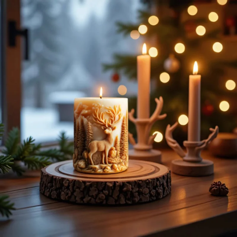 

2pcs-3D Deer Candle Mold Silicone - Forest Theme DIY Scented Candles, Creative Woodland Decor & Nature Inspired Gift Making
