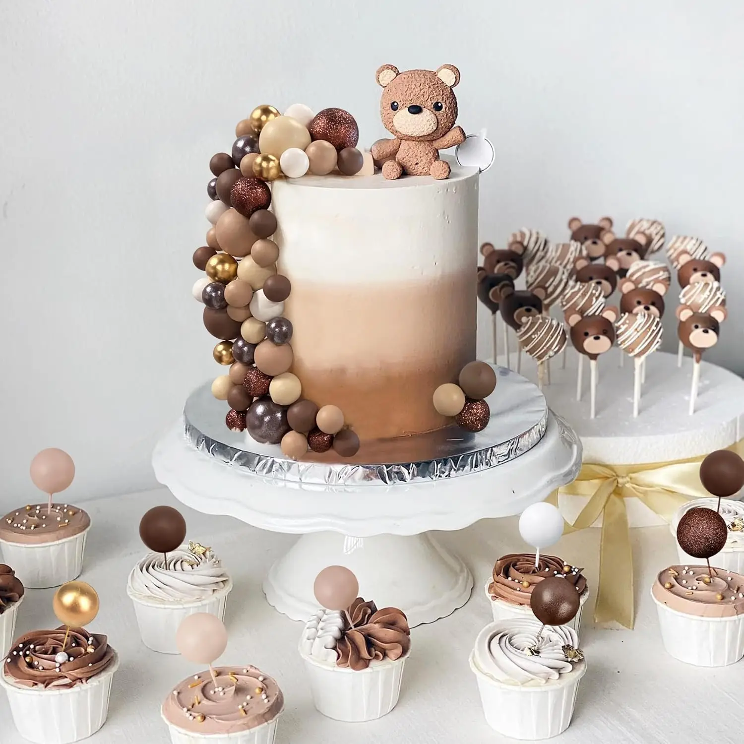 56 Stück Kugel-Kuchen-Picks, bunter kugelförmiger Kuchenaufsatz, Perlenkugeln, Cupcake-Kucheneinsatz-Aufsatz für Hochzeit, Geburtstag, Party – Detail 16