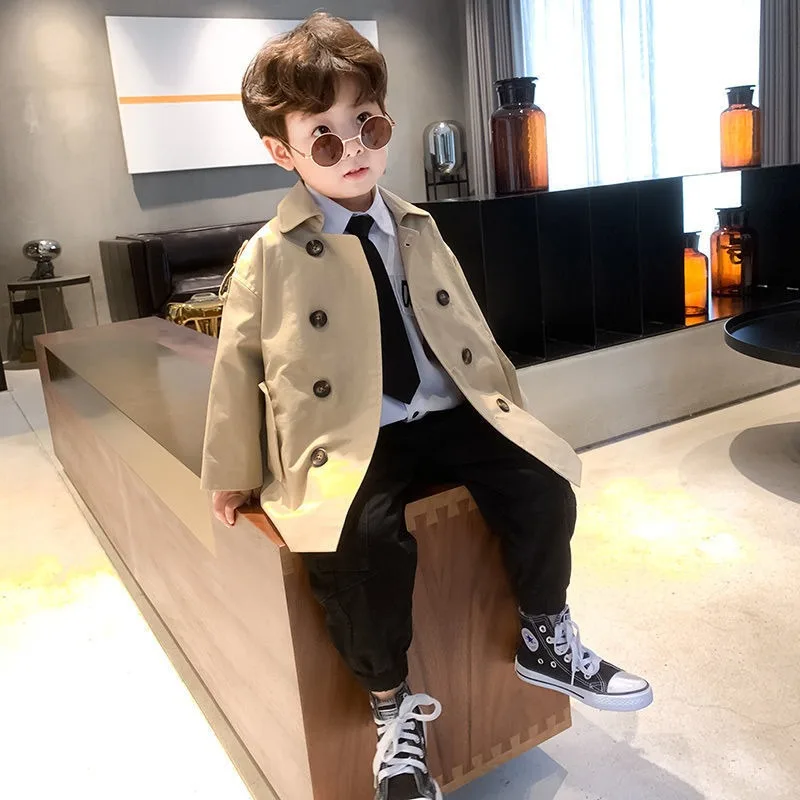 

Весна-Осень 2022, ветровка в британском стиле для мальчиков, стильный корейский дизайн для детей, модная верхняя одежда