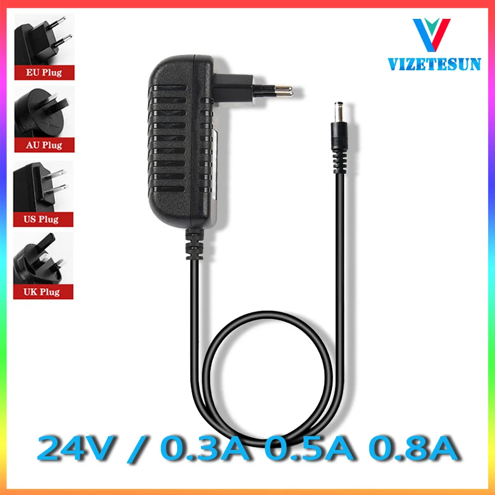 24V 0.3A 0.5A 0.8A sprzęt monitorujący zasilacz DC 5.5*2.1MM regulowany przewód zasilający