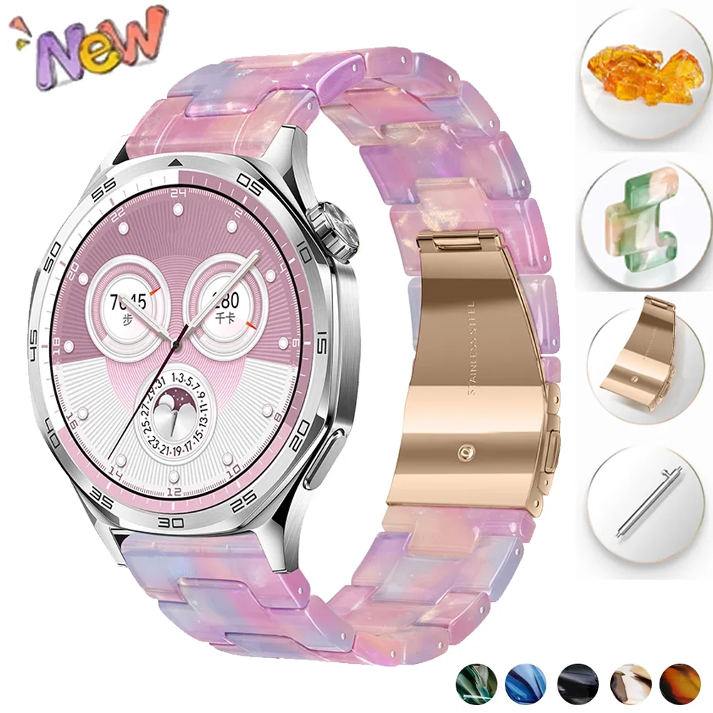 20mm 22mm Resin Strap For Huawei Watch 5-4/GT6-5-4 46mm Delicate Bracelet For Samsung Watch 7/6/5/4 Replace Watchband Accessory