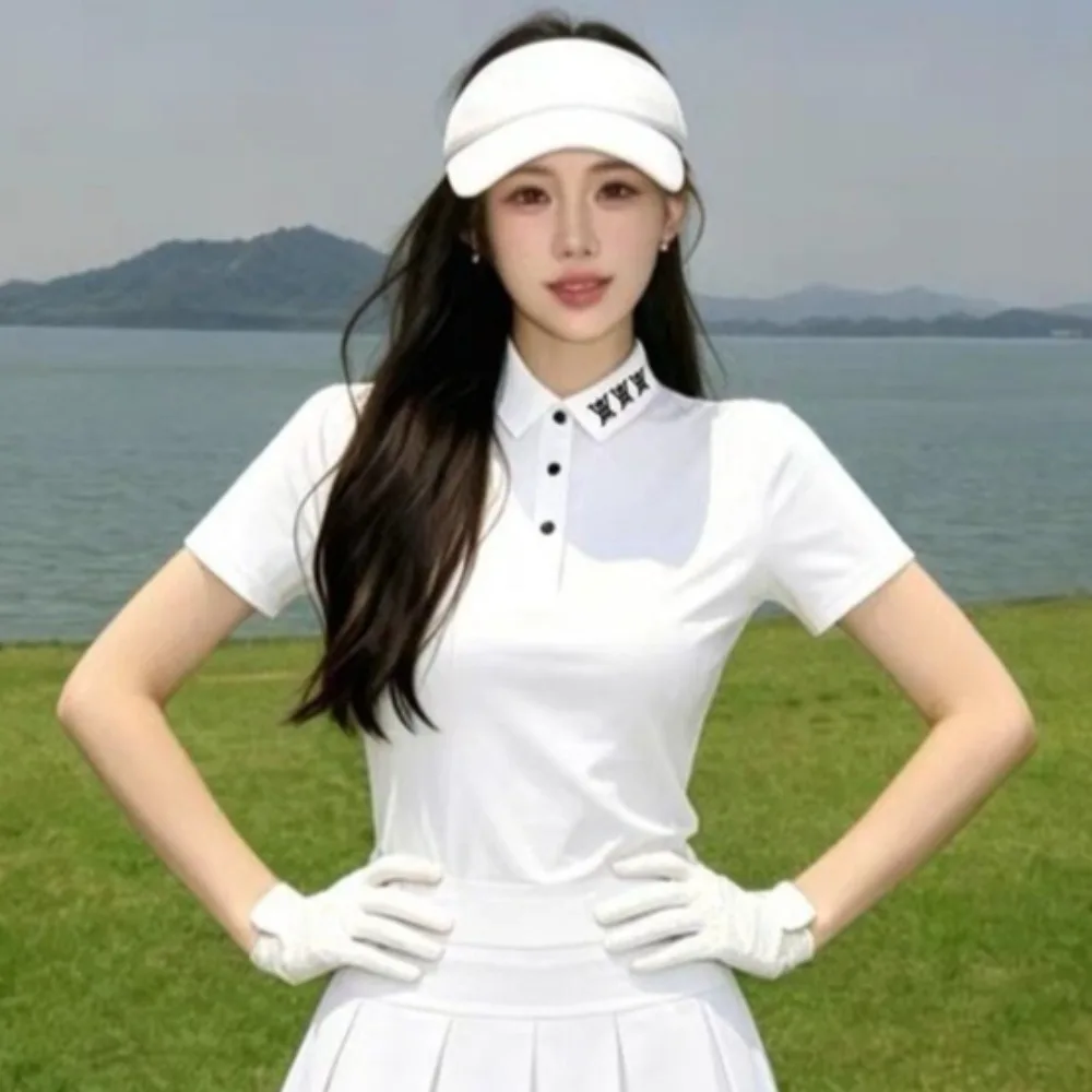 Women's Golf Short Sleeve T-Shirt 2026 New Korean Style Letter Print Slim Fit Quick-Dry Breathable Soft Premium Casual Versatile