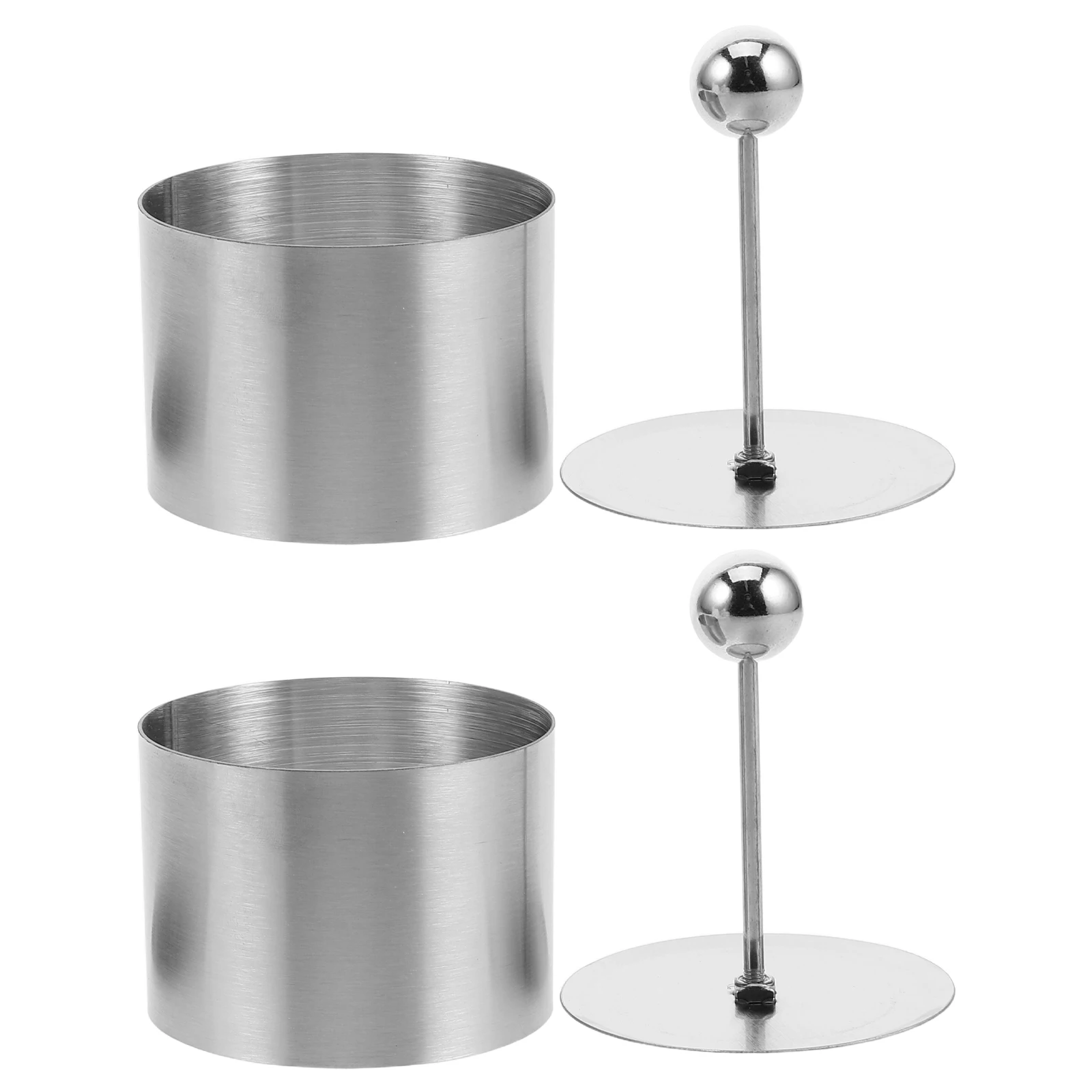 

2Pcs Cold Dish Mold Stainless Steel Round Mousse Ring Kitchen Supplies Circle Silver Rice Ball Onigiri Kimbap Storage