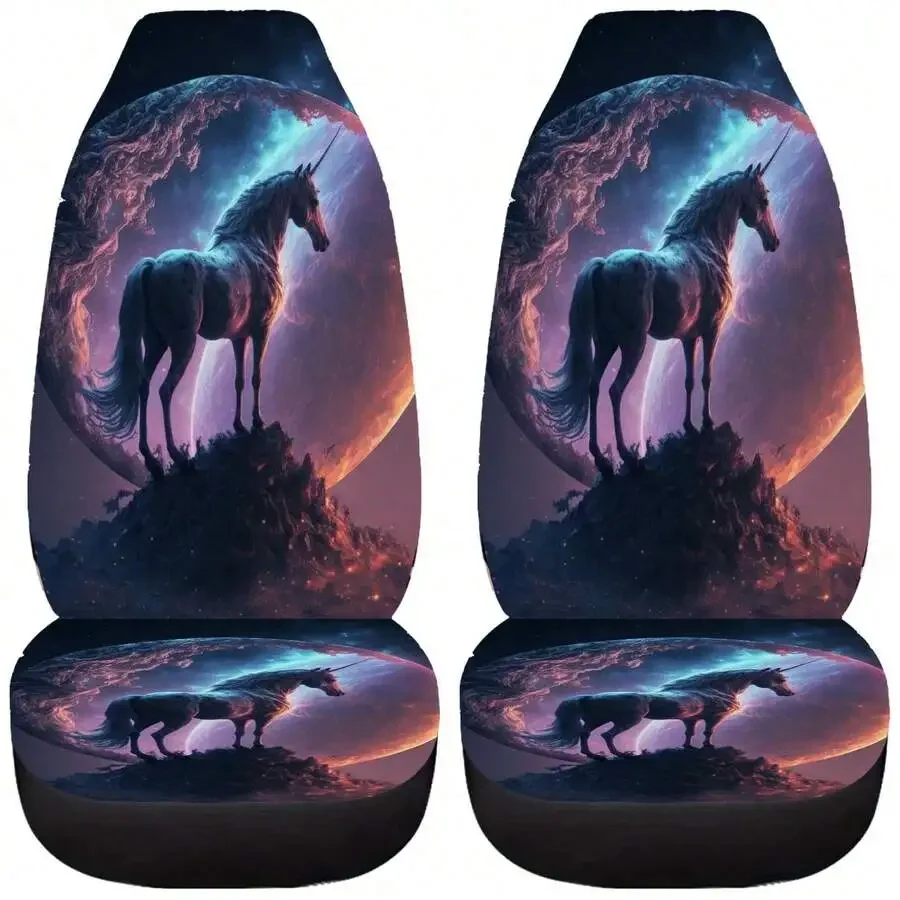 

Magical Unicorn Galaxy Print Car Seat Covers Universal Fit Breathable Comfortable All-Round Protection
