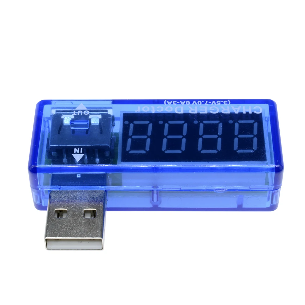 Digital USB Mobile Power Charging Current Voltage Tester Meter Mini USB Charger Doctor Voltmeter Ammeter Turn Transparent