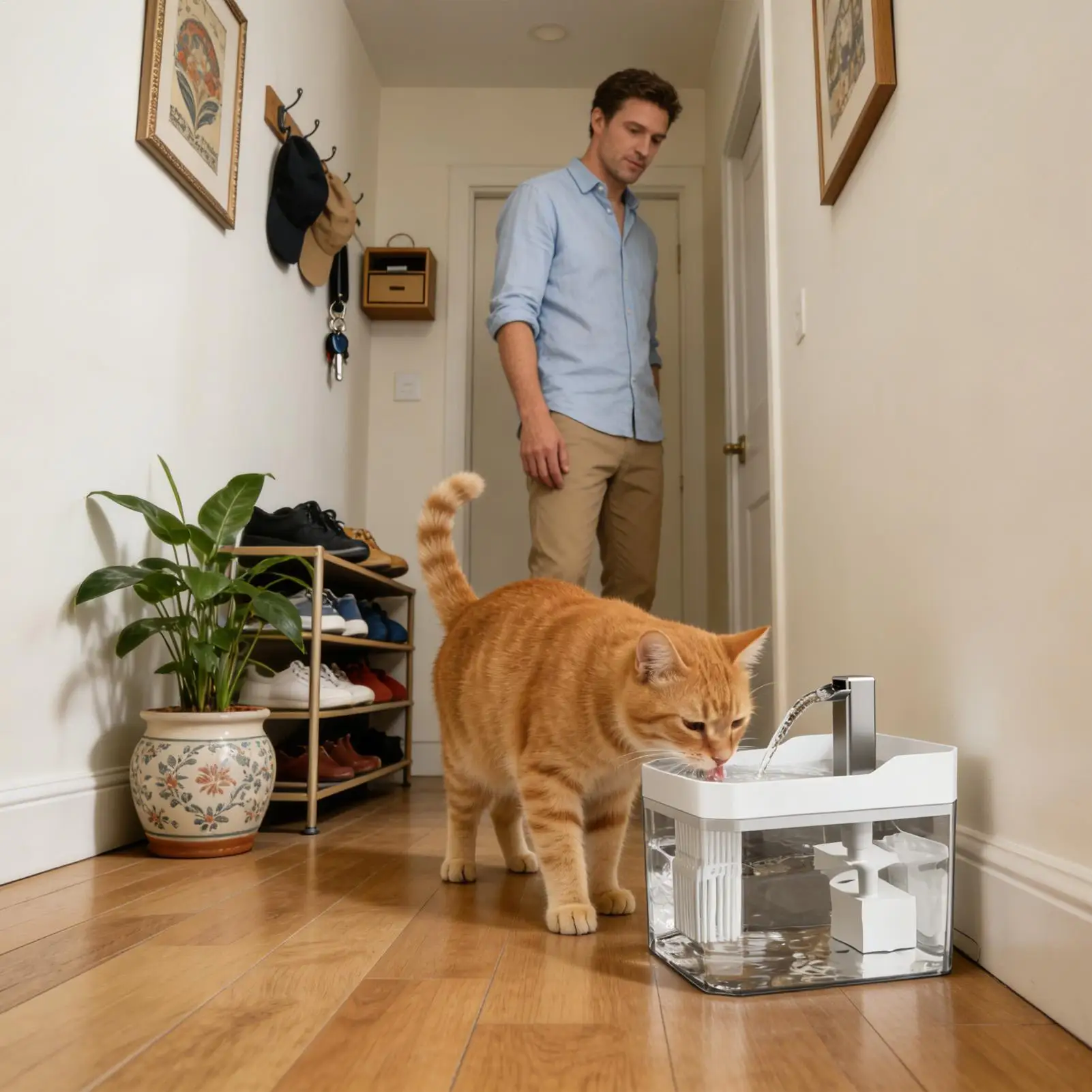 XAutomatic Cat Water Fountain 1.5L Dynamic Easy To Clean Intelligent Sensing Waterer Automatic Water Feeder Indoor for Home Dorm