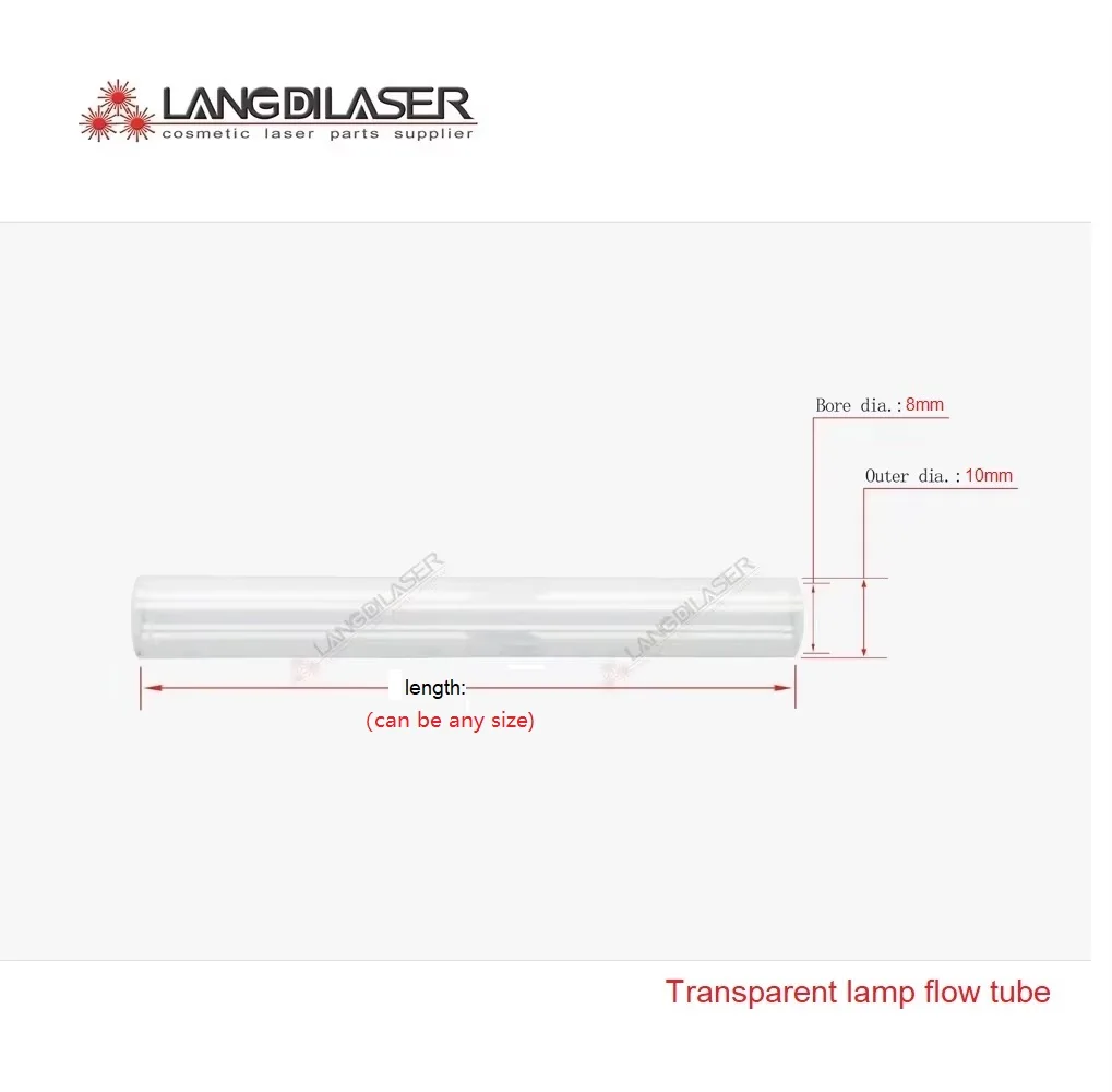 Transparent Lamp Flow Tube / Material Fused Silica / Quartz / Outer Diameter 10mm  With Different Length