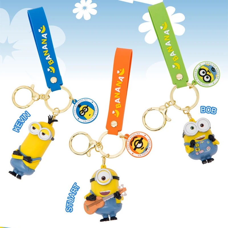 Despicable Me Cartoon Image Little Yellow Person Keychain Pvc Material Kawaii Fashion Exquisite Bag Decoration Pendant Doll Gift