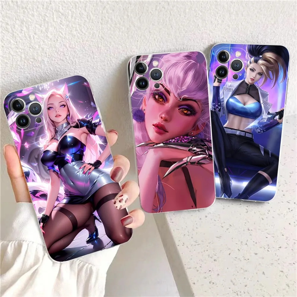 L-LOL K-KDA Ahri Akali Kaisa Seraphine Phone Case For IPhone 16 15 14 13 12 Mini 11 Pro XS Max XR SE 8 Plus Soft Silicone Cover