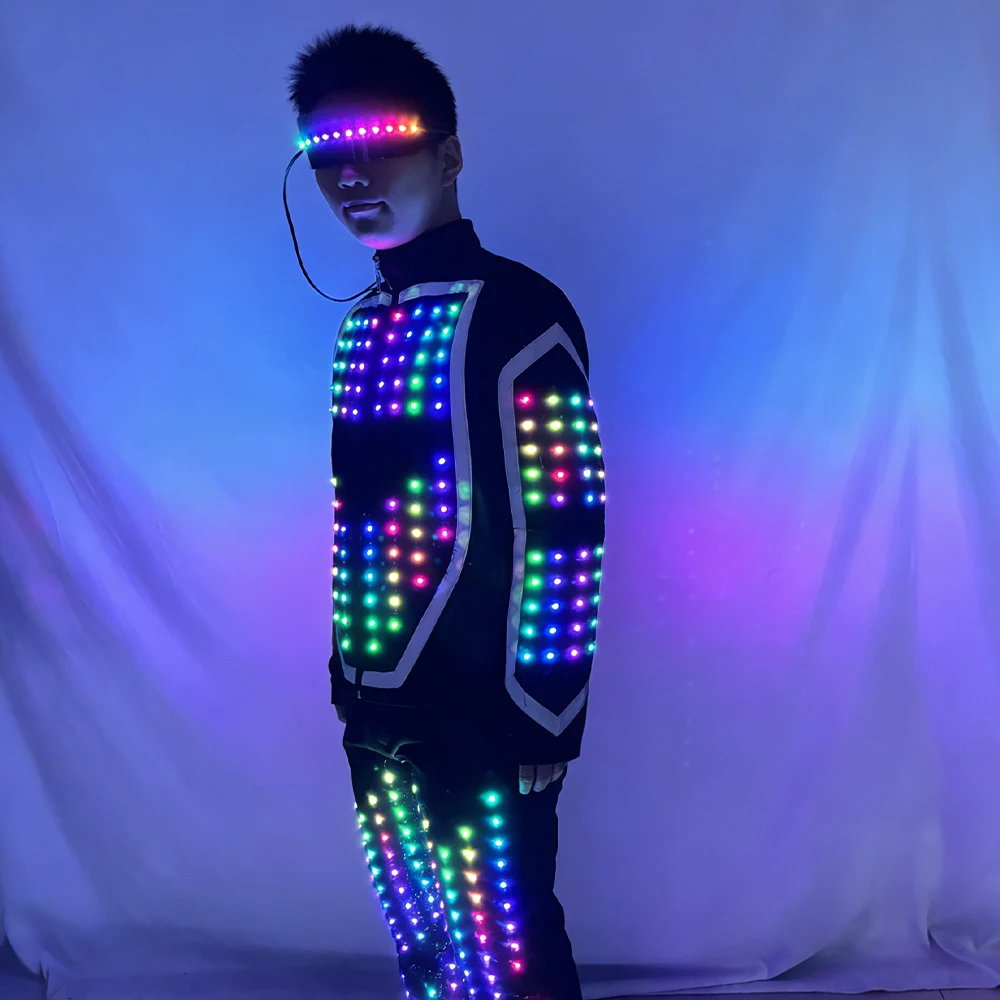 

Men's LED Robot Dance Suit for Festival Prom Party Music Show Stage Costume Night Club Event Bar Dancer Dress