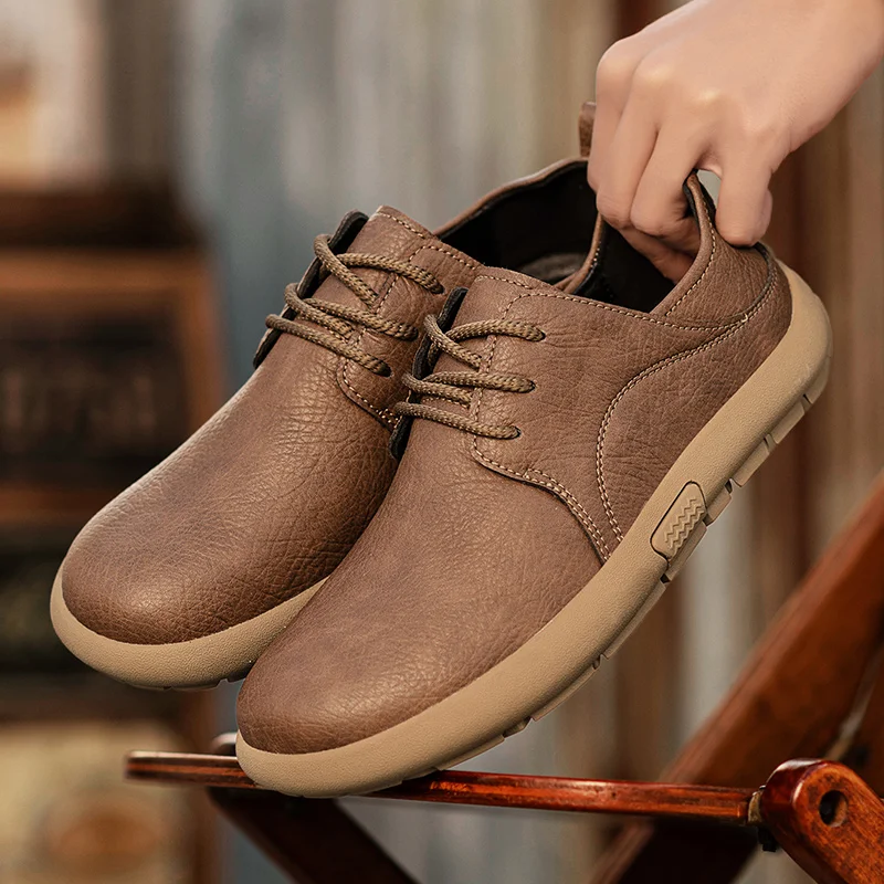 

Мужская повседневная обувь из искусственной кожи, однотонная удобная нескользящая классическая мужская обувь на плоской подошве