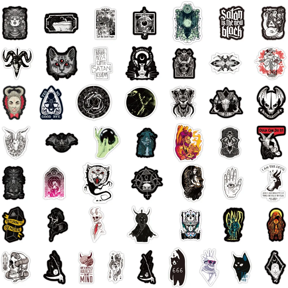 50pcs Cool Demon Lucifer Gothic Stickers Scrapbooking Fridge Laptop Phone Case Luggage Bike Mysterious Vinyl Decals Sticker