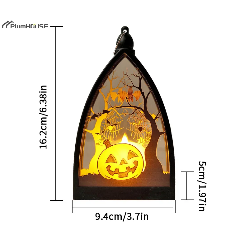 

Halloween Lantern Lights - Decoration Vintage LED Pumpkin Lights | Tabletop Skeleton Pumpkin Castle Lantern | Lamp Ornament