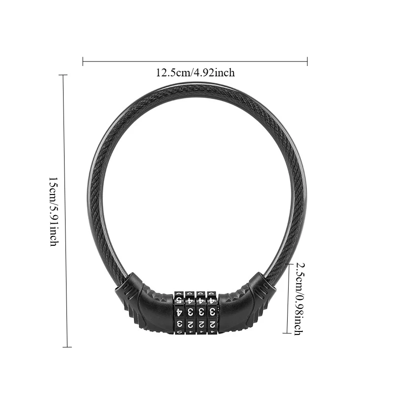 Reinforced Steel Cable Bike Lock, 4-Digit High Security for Scooters & Motorcycles