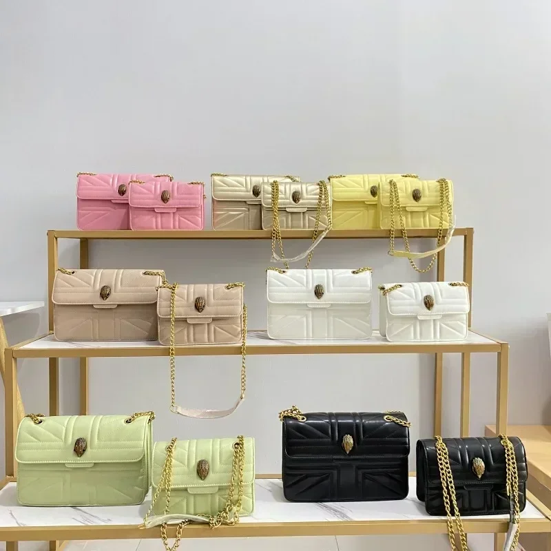 Kurt Geiger London Luksusowa designerska głowa orła Osobowość Haftowana tekstura nici Damska mała kwadratowa torba na ramię Crossbody