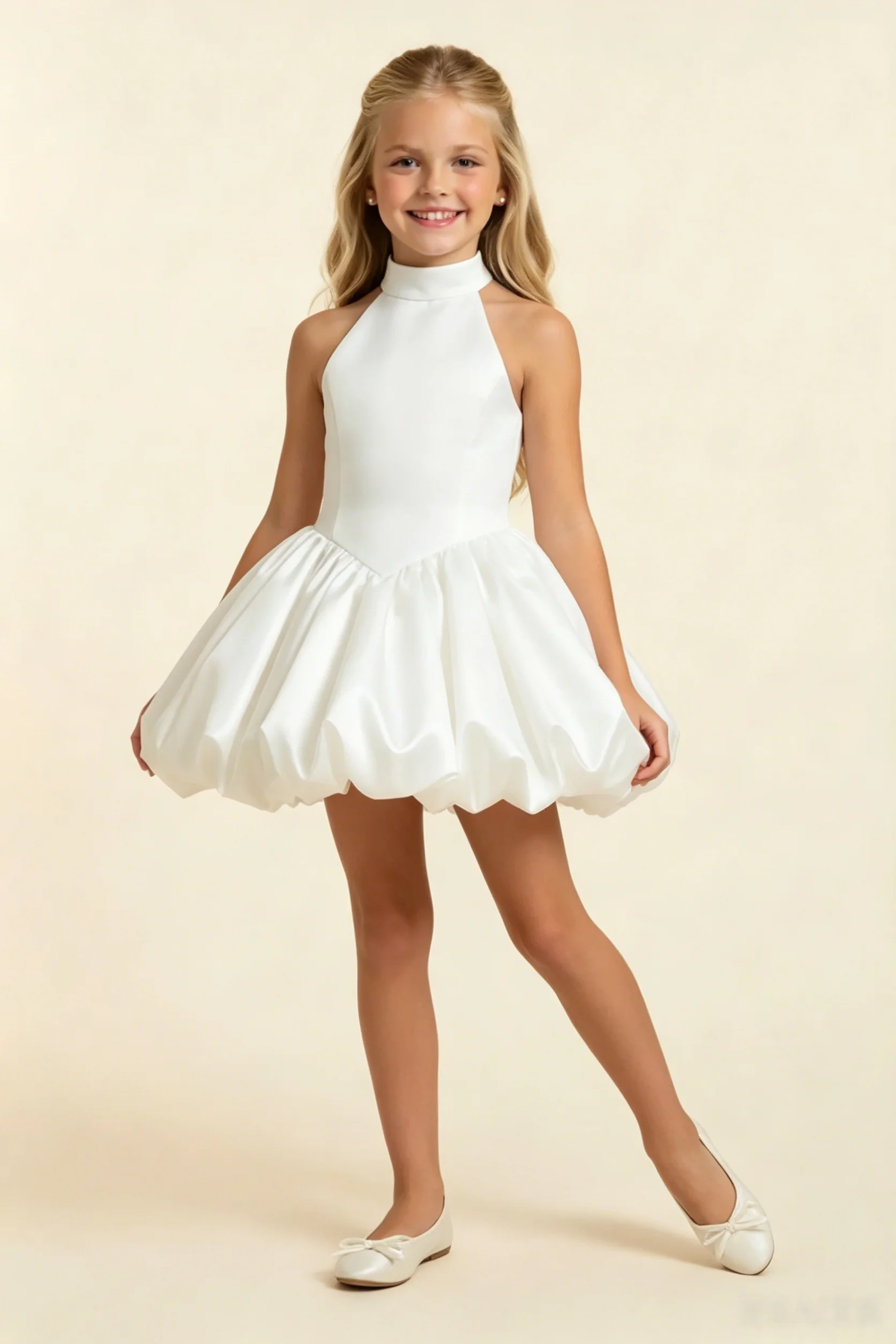 Customized Ivory Flower Girl Dress For Wedding Pleated Puffy Mini Elegant Kids Birthday Party First Communion Ball Gown