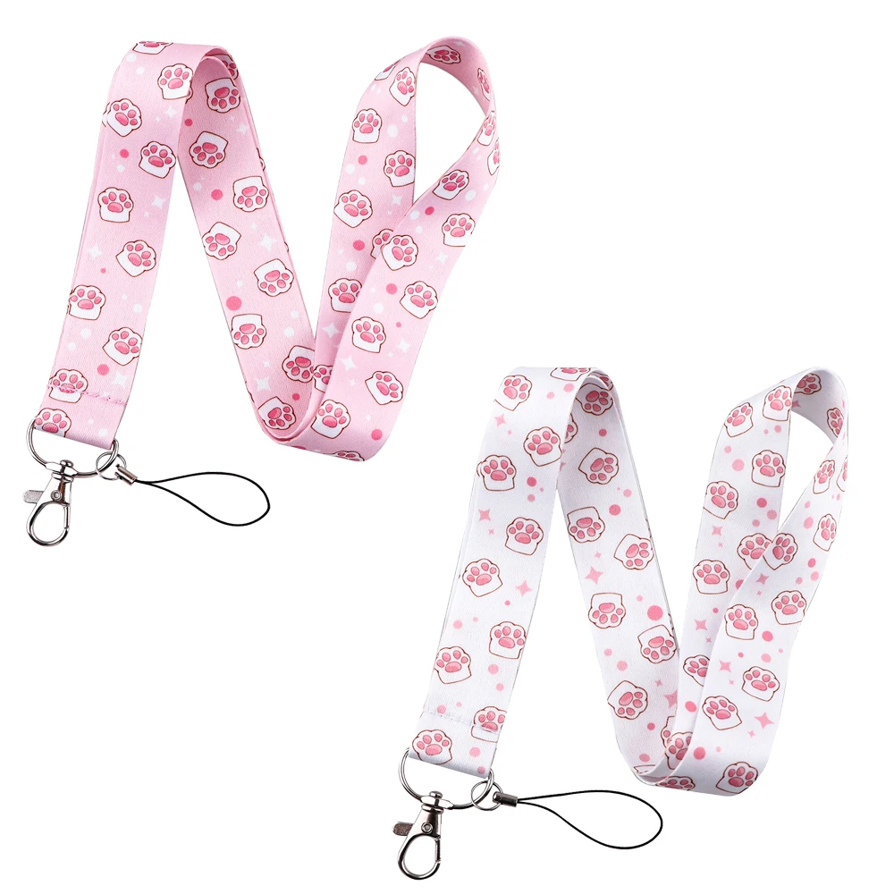 

LX1247 Pink Cat Paw Neck Strap Lanyards Keychain Badge Holder ID Card Pass Hang Rope Lariat Lanyard for Key Rings Accessories