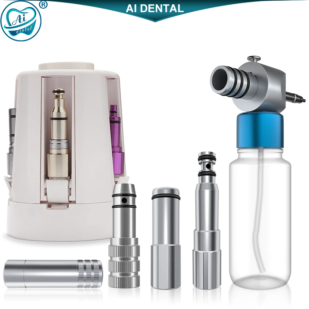 Dental Air Turbine Lubrication System Dental Contra Angle Handpiece Oiling Cleaning Maintenance Tools with 5 Style Spray Nozzle