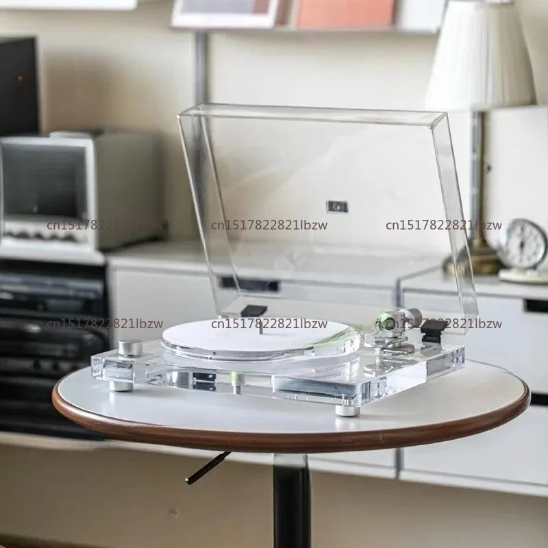 Vinyl Record Player / Dustproof Cover Modern Acrylic Transparent Record Player 33/45RPM Turntables Gramophone Phonograph