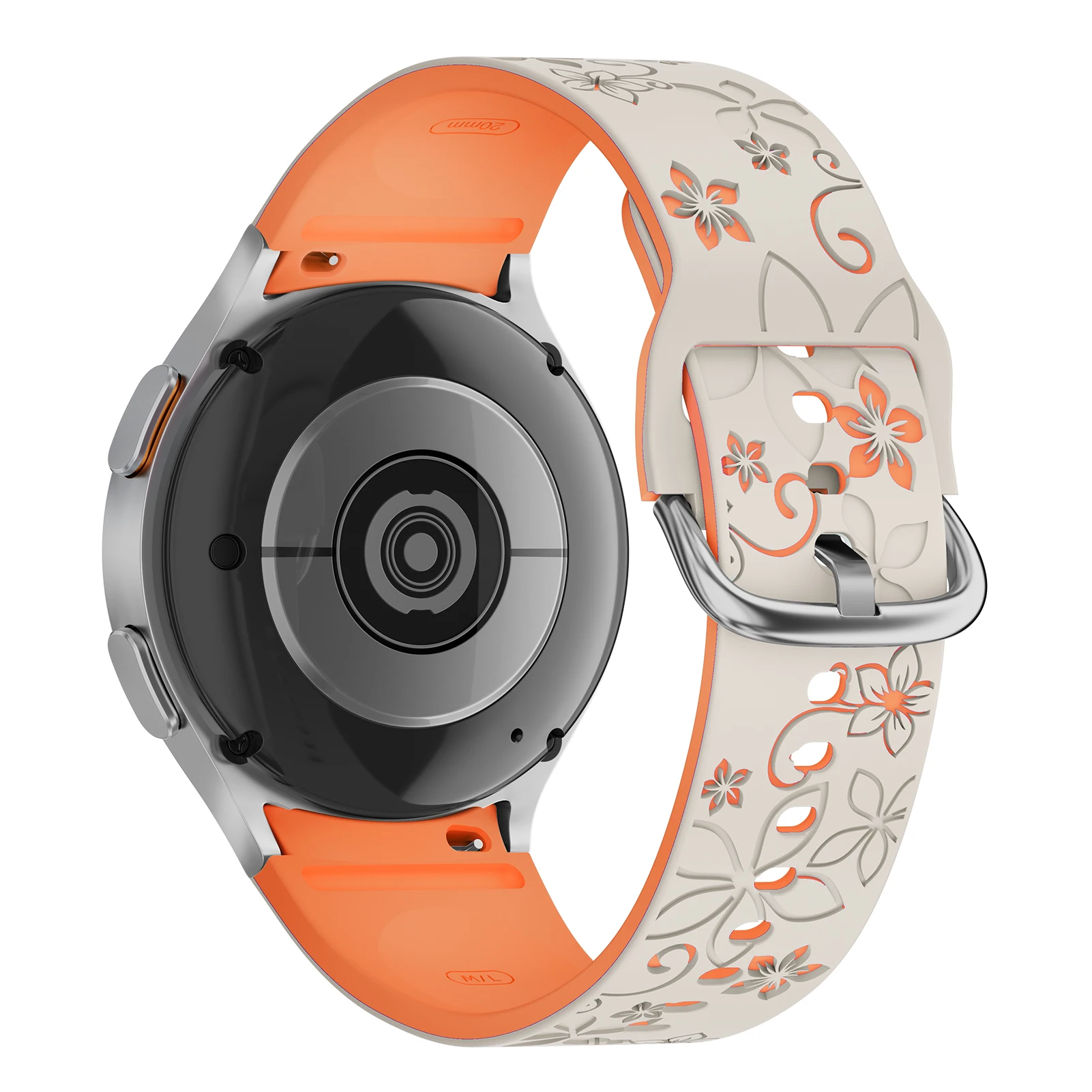 حزام سيليكون محفور لساعة سامسونج جالاكسي 7 FE/6 4 كلاسيك/5 برو 45 بدون فجوات سوار رياضي جالاكسي حزام الساعات 44 ملم 40 ملم